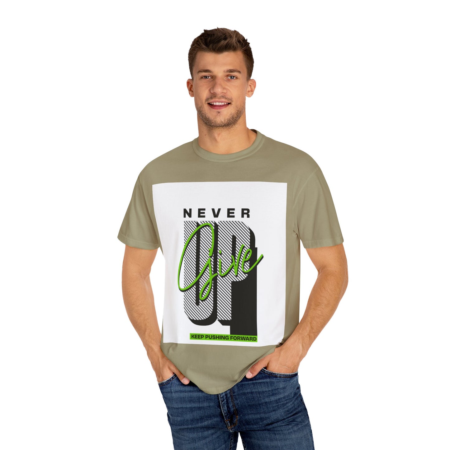 Motivational Graphic T-Shirt - Never Give Up Keep Pushing