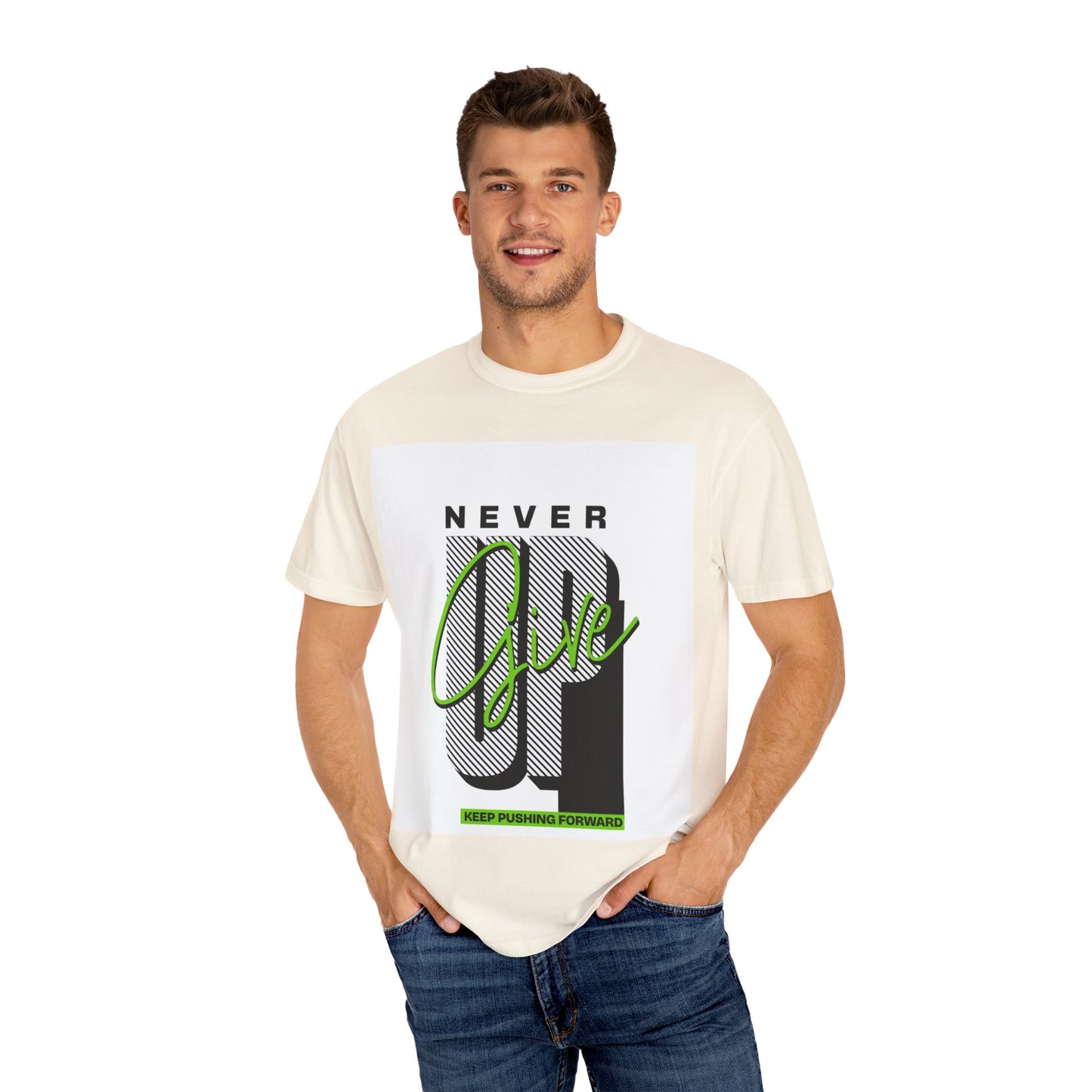 Motivational Graphic T-Shirt - Never Give Up Keep Pushing