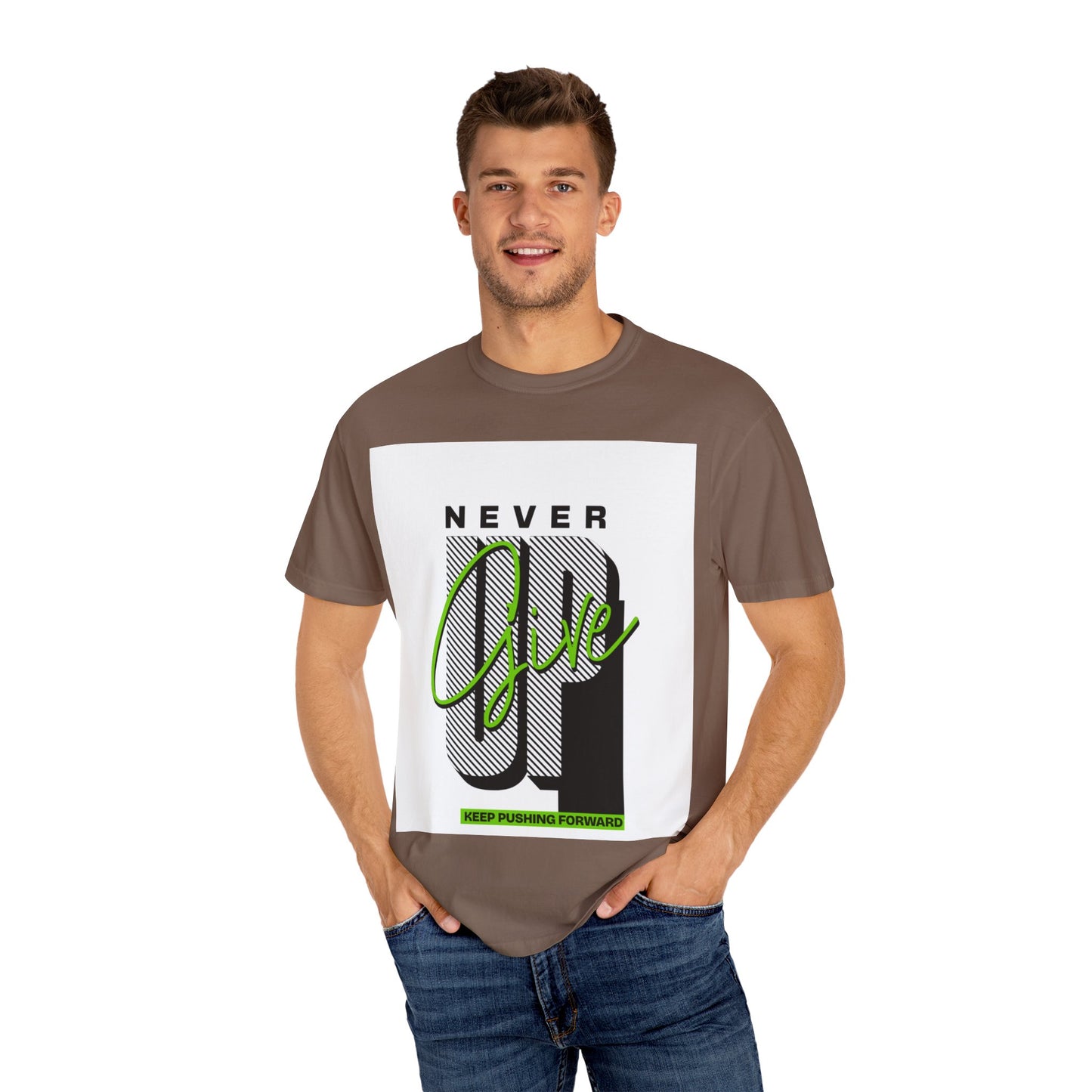 Motivational Graphic T-Shirt - Never Give Up Keep Pushing