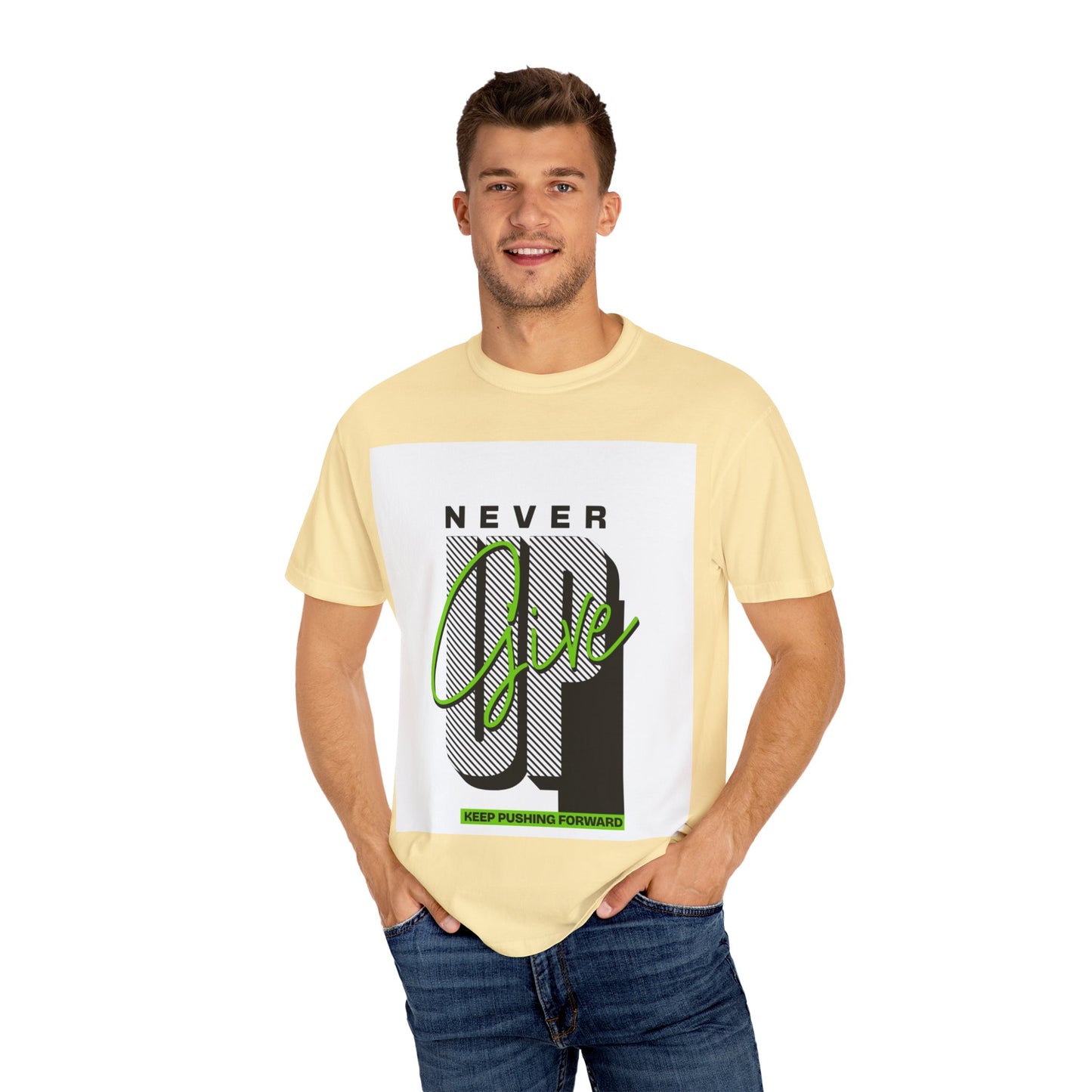 Motivational Graphic T-Shirt - Never Give Up Keep Pushing