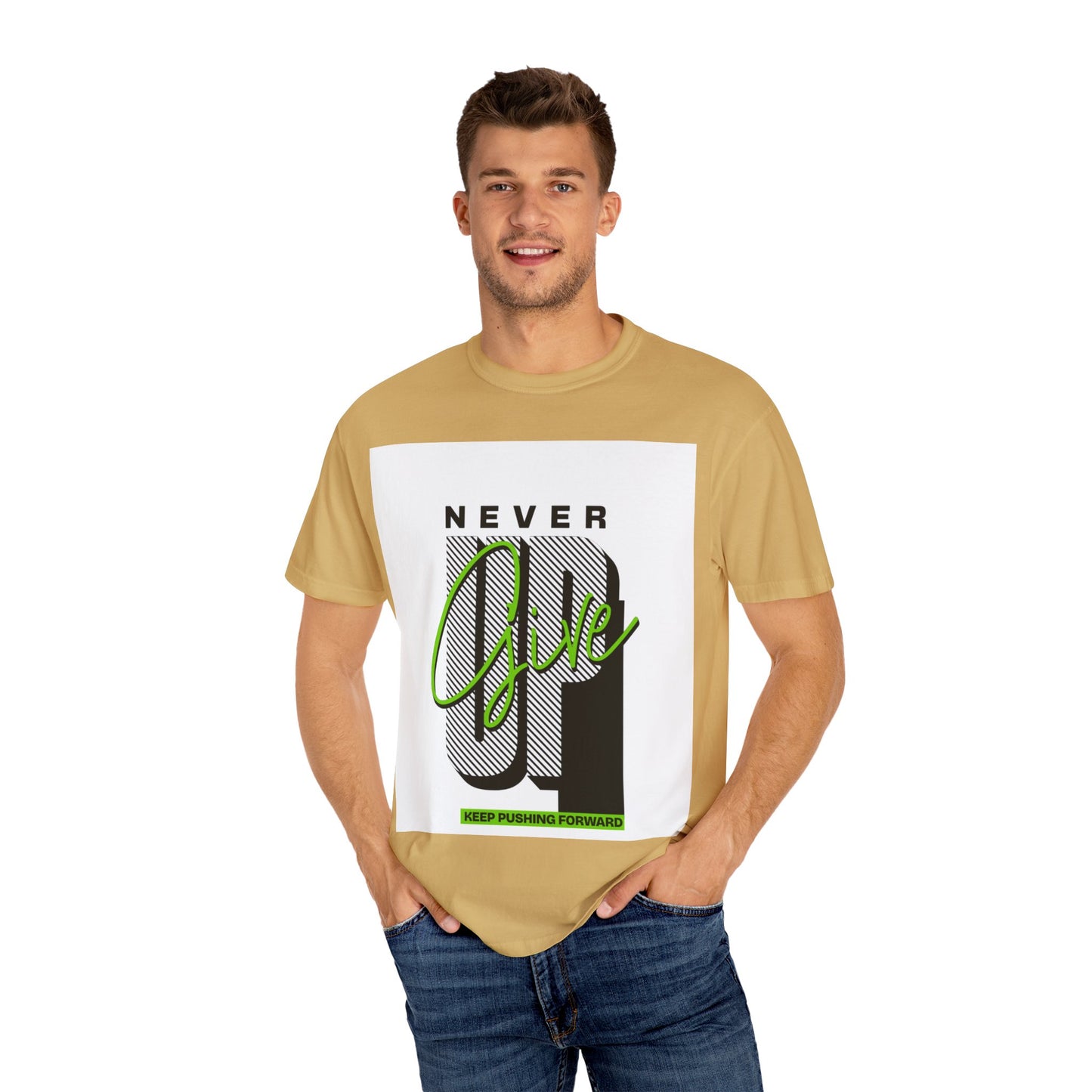 Motivational Graphic T-Shirt - Never Give Up Keep Pushing