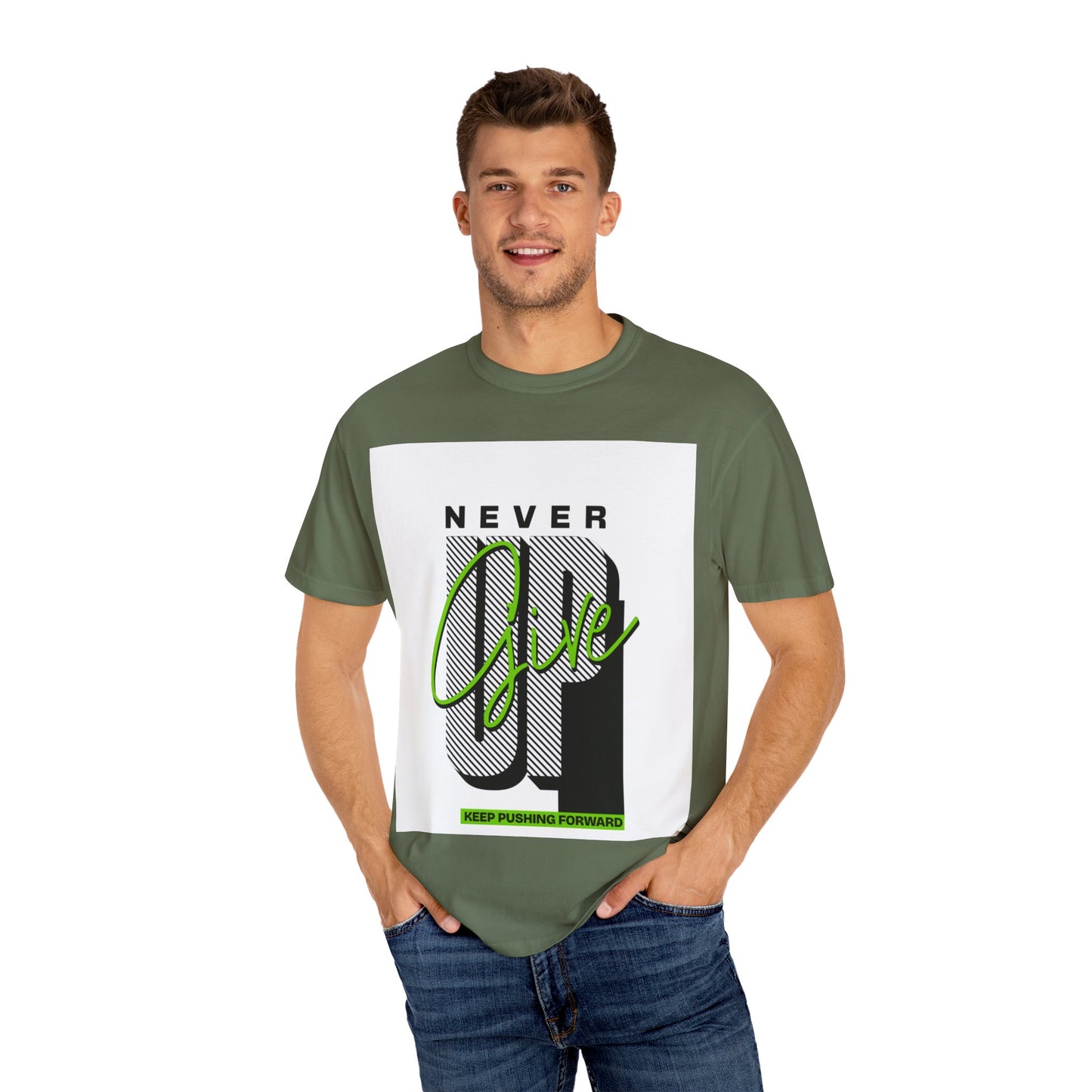 Motivational Graphic T-Shirt - Never Give Up Keep Pushing